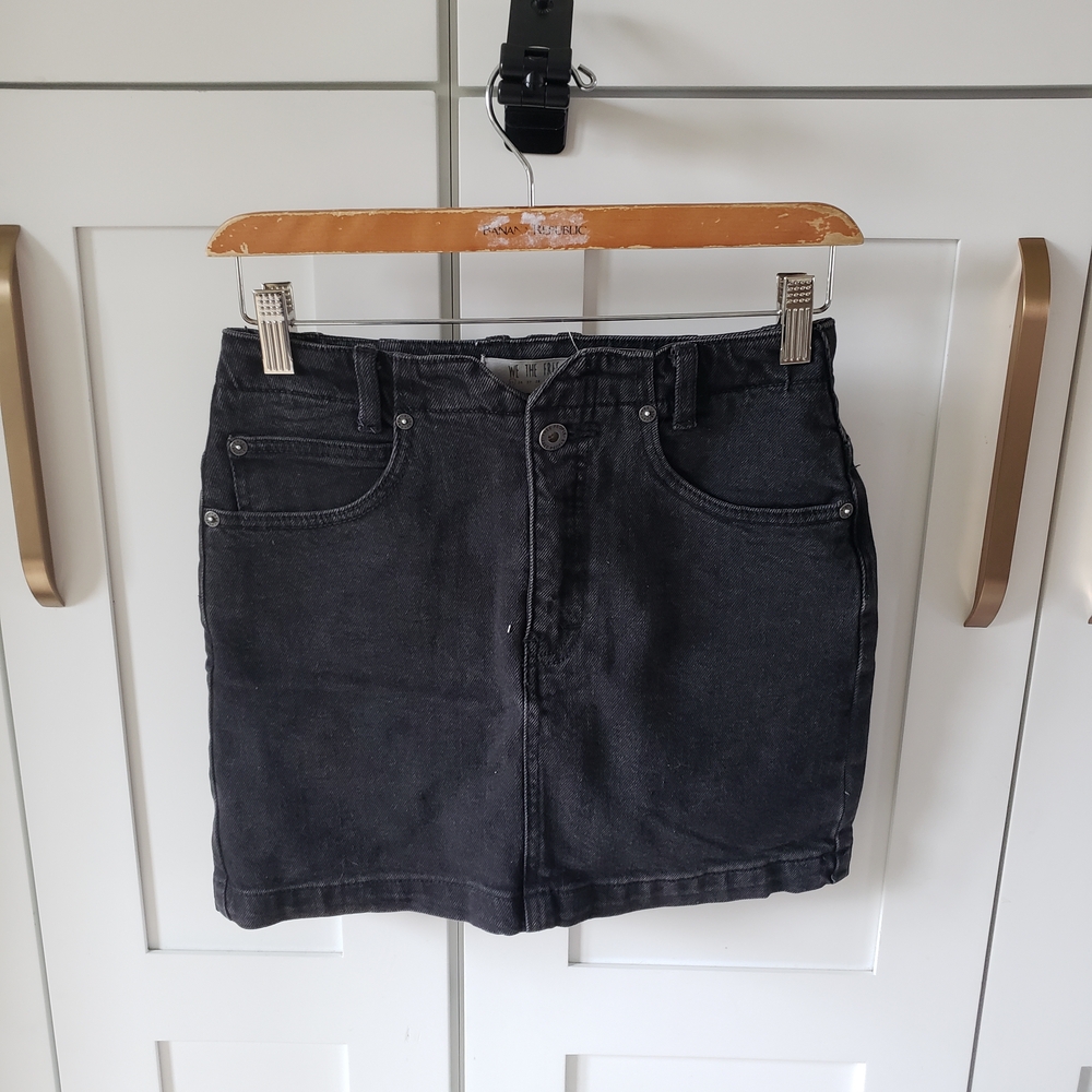 We The Free Mini Jean Skirt Womens 25 Black Denim